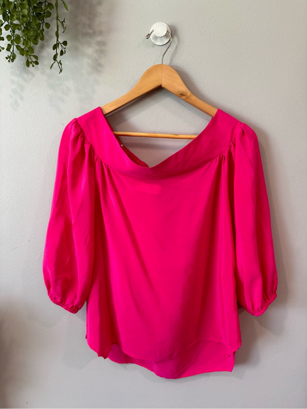Amanda Uprichard Hot Pink Puff-Sleeve Blouse Sz Small